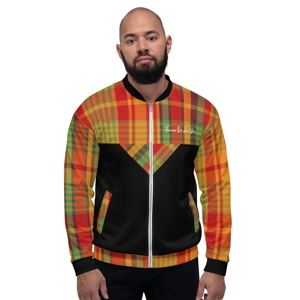Traditional Madras Pattern & Black Premium Bomber Jacket 1.1