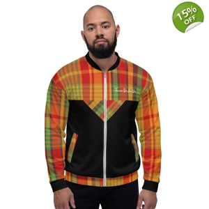Traditional Madras Pattern & Black Premium Bomber Jacket 1.1