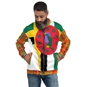 Traditional Madras & Dominica's Independence Editioned Pattern On Pattern Premium Bomber Jacket 1