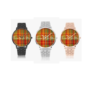 Traditional Madras Patterned Faced Steel Strap Quartz Watch 1