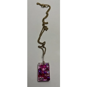 Visibly Pink Rectangle Necklace