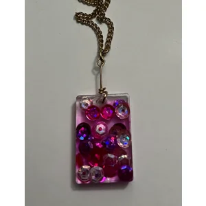 Visibly Pink Rectangle Necklace