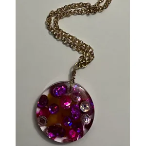 Visibly Pink Round Flower Necklace