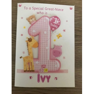 Pink 1st birthday card