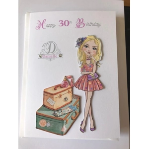 Pretty travelling girl birthday card