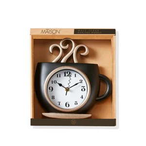 Coffee Mug Design Wall Clock - Black