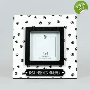 8x8x.75 wood photo frame (FRIENDS) wh/bk (4x4) Fur Babies Collection