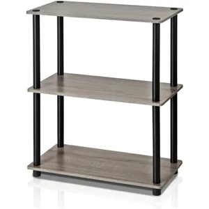Gray Oak and Black Fnish 3-Tier Bookcase