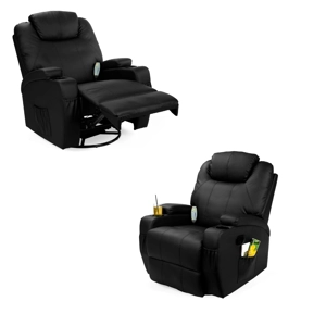Black Swivel Heat & Massage Recliner Chair 5 Modes Remote ..