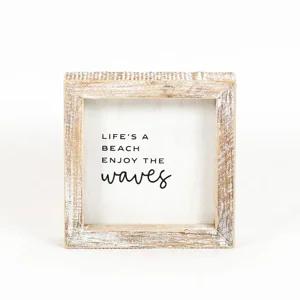 5 x 5 x 1.5 Wood Framed Sign (Waves) Beach