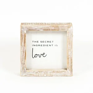 5 x 5 x 1.5 Wood Framed Sign (Love) White/Black