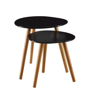 SET OF 2 Modern Mid-Century Style Nesting Tables End Table in Black