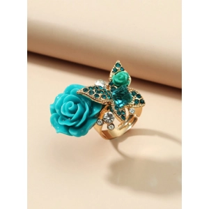 Flower & Butterfly Rhinestone Ring