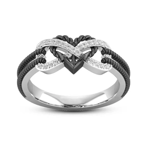 Heart Ring with Rhinestone Decor