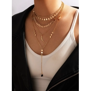 Disc & Star Charm Layered Necklace