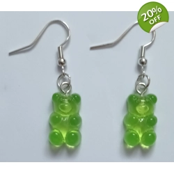 Green Gummy Bear Drop Earrings