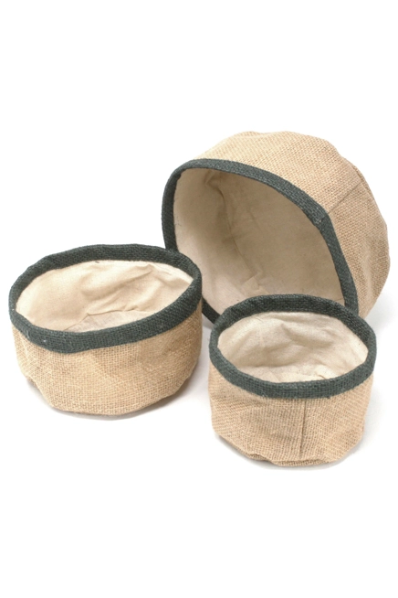 Set of 3 Natural Jute Baskets – Charcoal