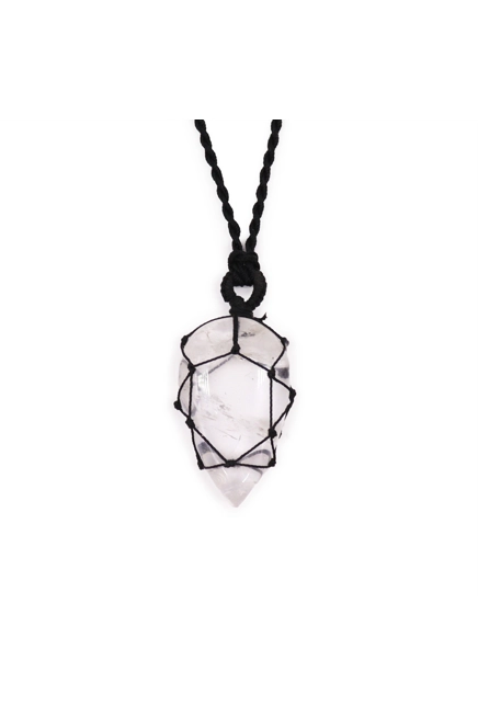 Laced Gemstone Teardrop Pendant - Rock Quartz