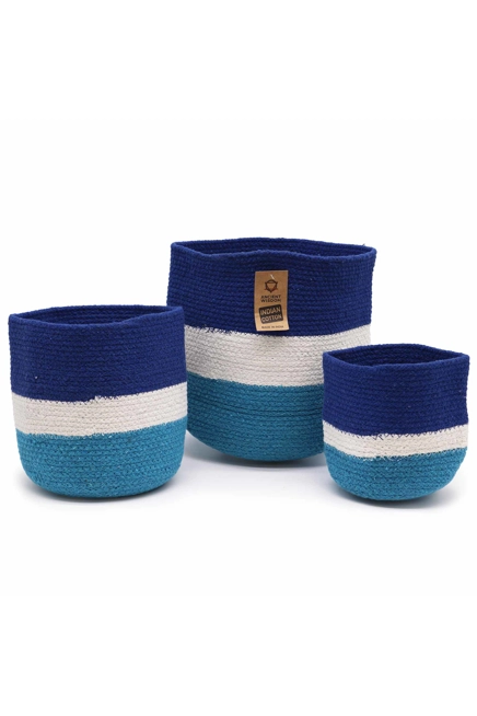 Set of 3 Evil Eye Jute Rope Baskets EEye-03