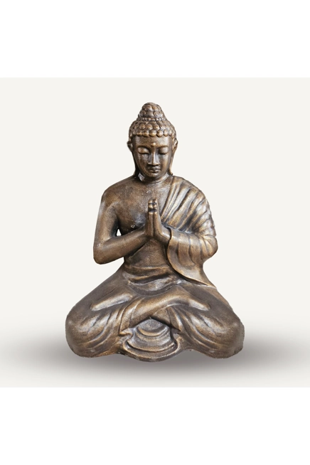 Med Large Antique Gold Praying Buddha Statue - 1.2m Tall