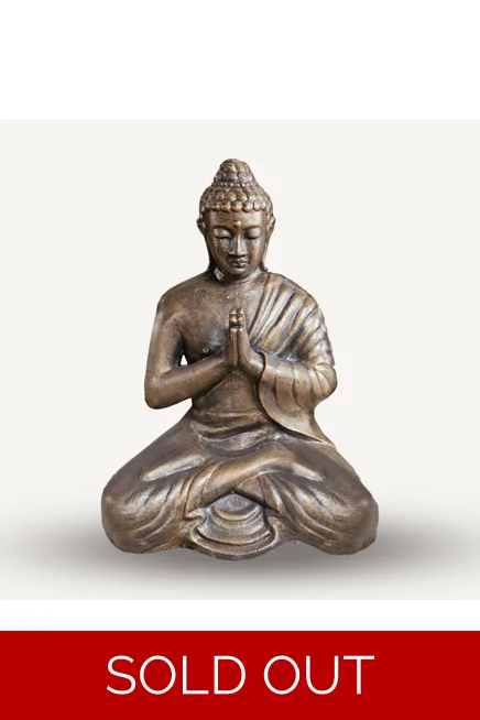 Med Large Antique Gold Praying Buddha Statue - 1..