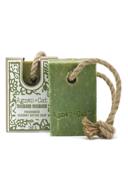 Agnes & Cat Soap On A Rope - Rhubarb Rhubarb-150g