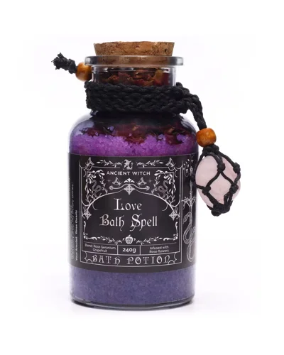 Ancient Witch Bath Spell Potion & Rose Quartz Crystal Amulet – Love