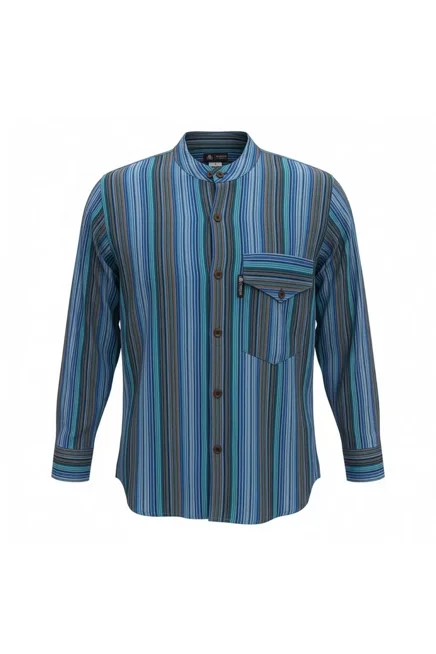 The Nomad Sari Grandad Shirt – Turquoise