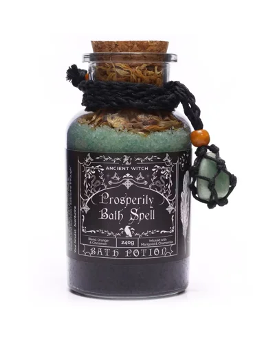 Ancient Witch Bath Spell Potion & Aventurine Crystal Amulet - Prosperity