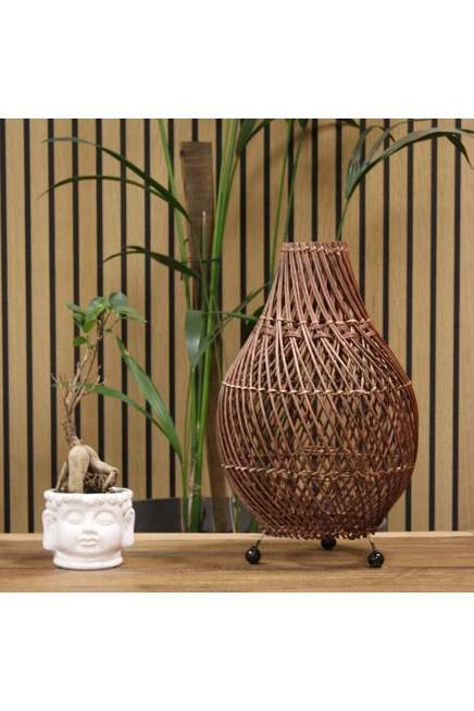 Rattan Table Lamps - Dark Brown-RTL-02
