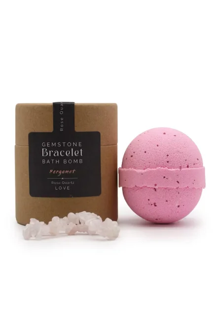 1 x Rose Quartz Gem Bracelet Bath Bomb Gift Set