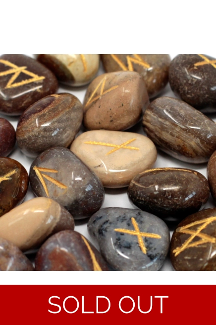 Runes Stone Set in Pouch - Fancy Jasper