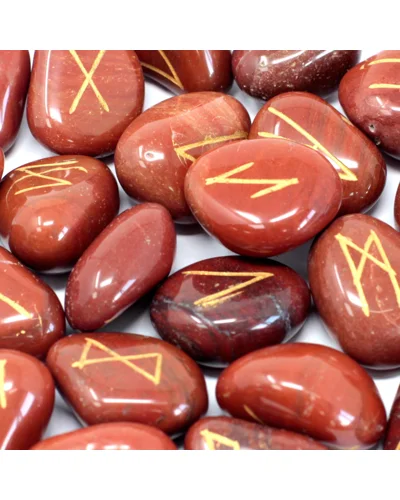 Runes Stone Set in Pouch - Red Jasper