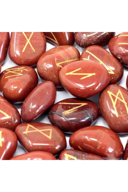 Runes Stone Set in Pouch - Red Jasper