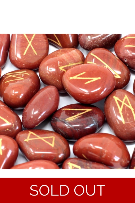 Runes Stone Set in Pouch - Red Jasper