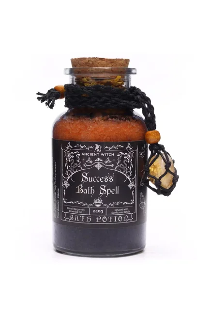 Ancient Witch Bath Spell Potion & Citrine Crystal Amulet-Success