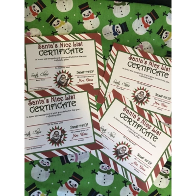 santa nice certificates 45p each 12cm x 9 cm