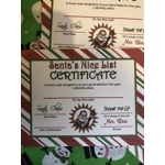 santa nice certificates 45p each 12cm x 9 cm