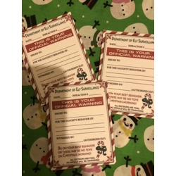 elf behaviour warning cards ..