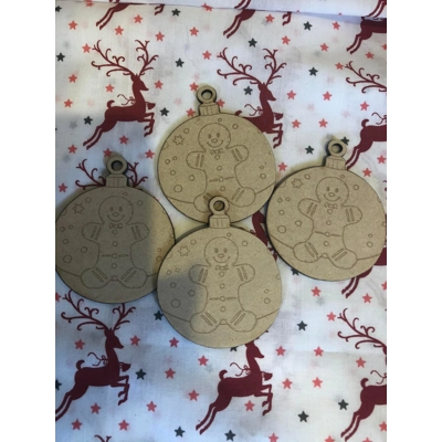 GINGERBREAD BAUBLE BLANKS READY TO PAINT DECORATE 20p