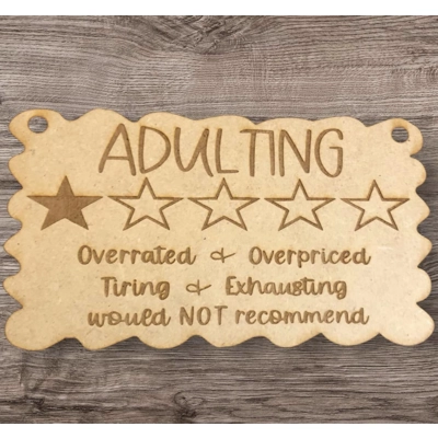 MDF Wall Hanging Plaque - Only £1.50! 1 star adulting
