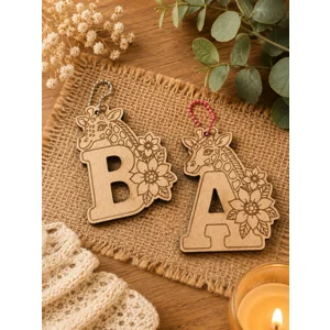 GIRAFFE INITIAL MDF KEYRINGS..