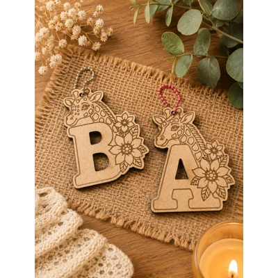 GIRAFFE INITIAL MDF KEYRINGS – JUST 35P EACH!