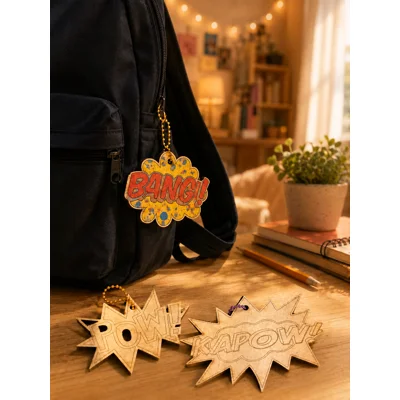 ⭐ RETRO COMIC MDF KEYRINGS – SET OF 3 FOR JUST £1! ⭐