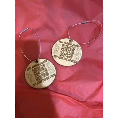 tree bauble discs have a secret,just scan the qr code and follow Santa, starts Dec 1st only 50p