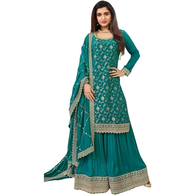 Shreeva Fashion Indian Pakistani Dresses for Women Palazzo Style multi work Salwar Kameez Suit