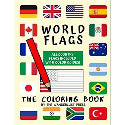 World Flags: The Coloring Book: A great geography gift for kids and adults: Color in flags for all countries of the world with color guides to help.