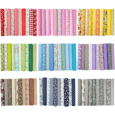 100 Sheets 4" x 4" Fabric Squares Sheets Cotton Craft Fabric Bundle Squares Pre-cut Patchwork