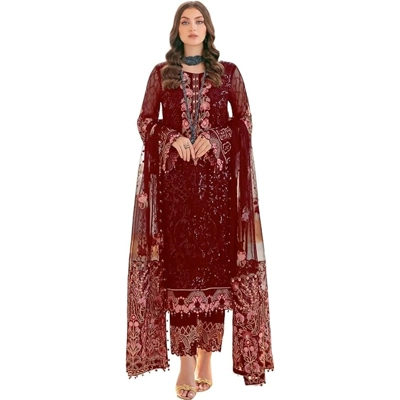 ZUVAANYA Indian/Pakistani Bollywood Designer Ready to Party Wear Georgette Straight Fancy Salwar Kam