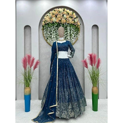 Futra Gabha Womens Georgette Lehenga Blouse With Dupatta Set | Indian Outfit Partywear Lehenga Choli